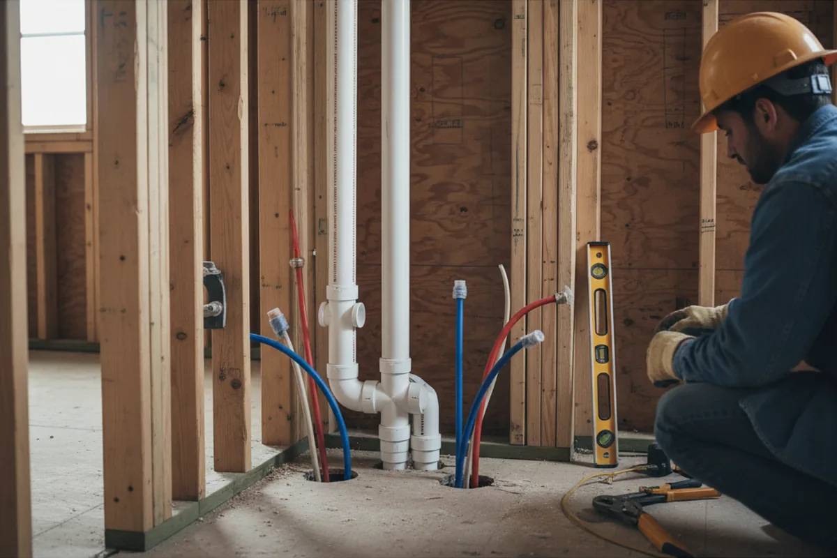 Drain and supply rough-in during Leak Detection in Contoocook