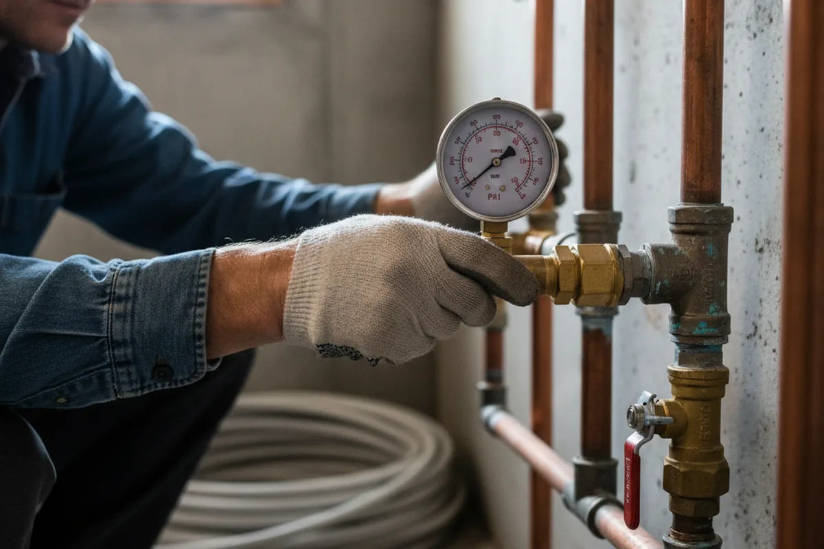 Pressure testing a repaired line during Water Line Repair in Contoocook
